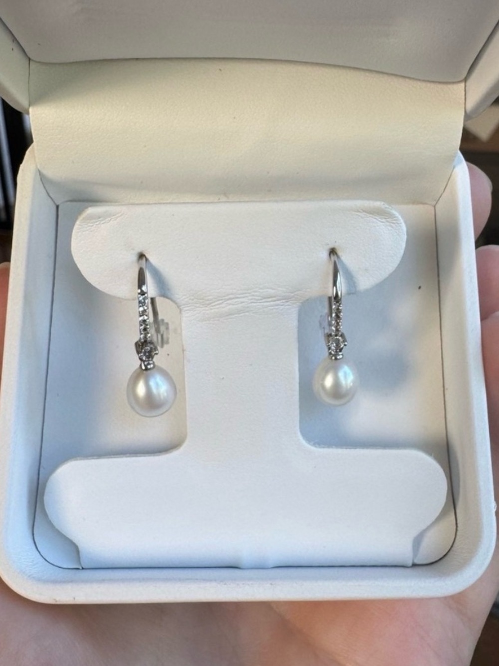 Na Hoku Silver and White Pearl Earrings